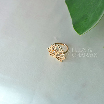 GOLDEN SACRED LOTUS ADJUSTABLE RING