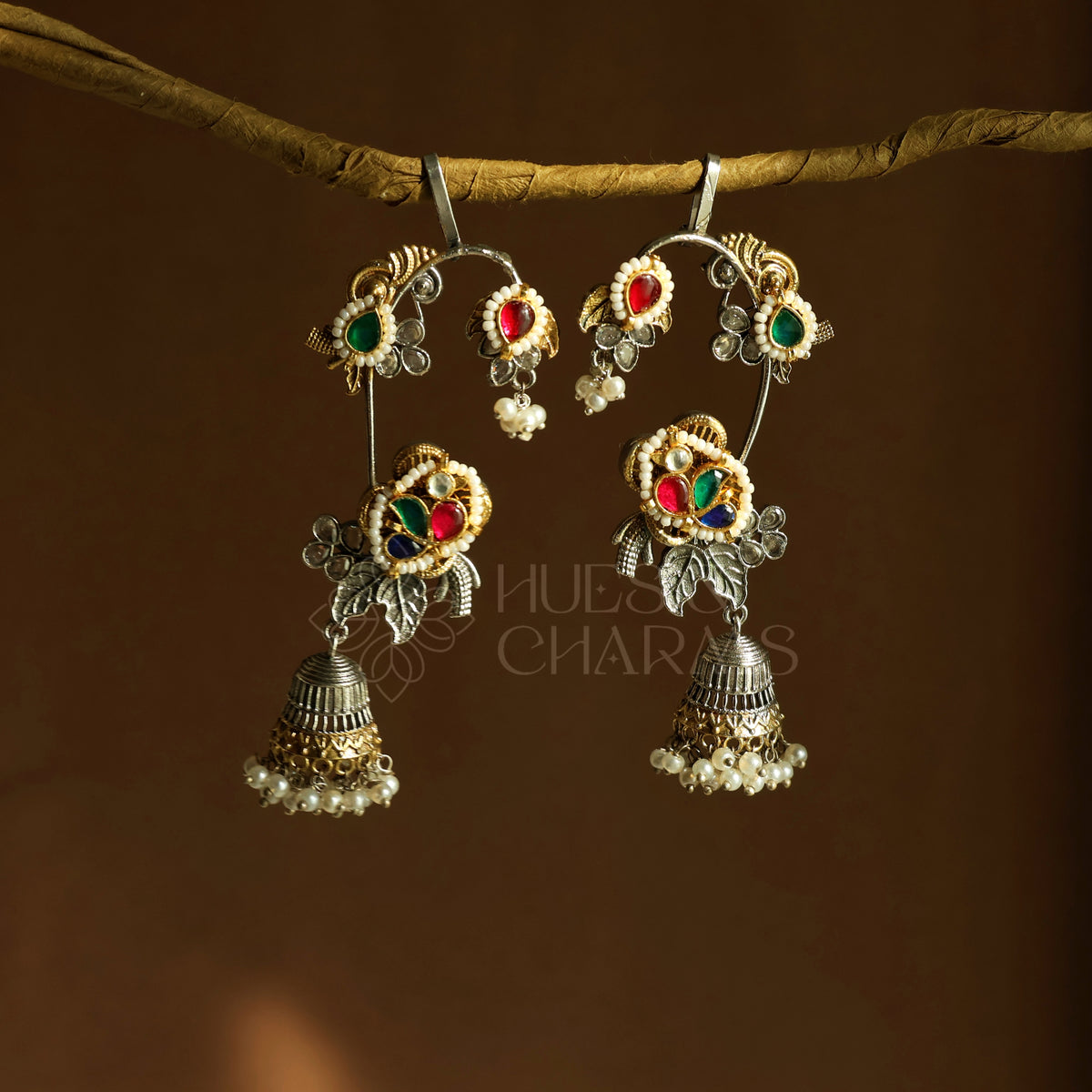 PHULWARI DUAL TONE EAR CUFF JHUMKAS