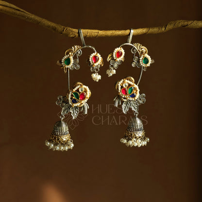 PHULWARI DUAL TONE EAR CUFF JHUMKAS