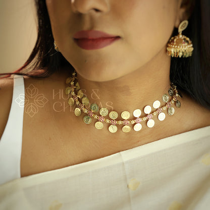 TRADITIONAL RATNA KAASU CHOKER NECKPIECE | PREMIUM GOLD PLATED (NON IDOL VERSION)