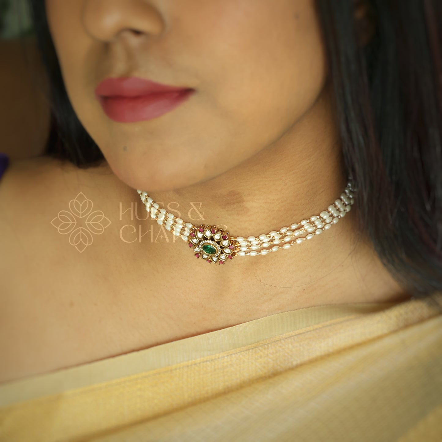 GOLDEN RATNA PADMA KUNDAN PEARL CHOKER | Premium jewellery