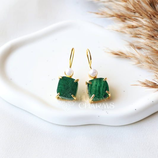 RAW STONE DROP WITH PEARL (COLOURS AVAILABLE )