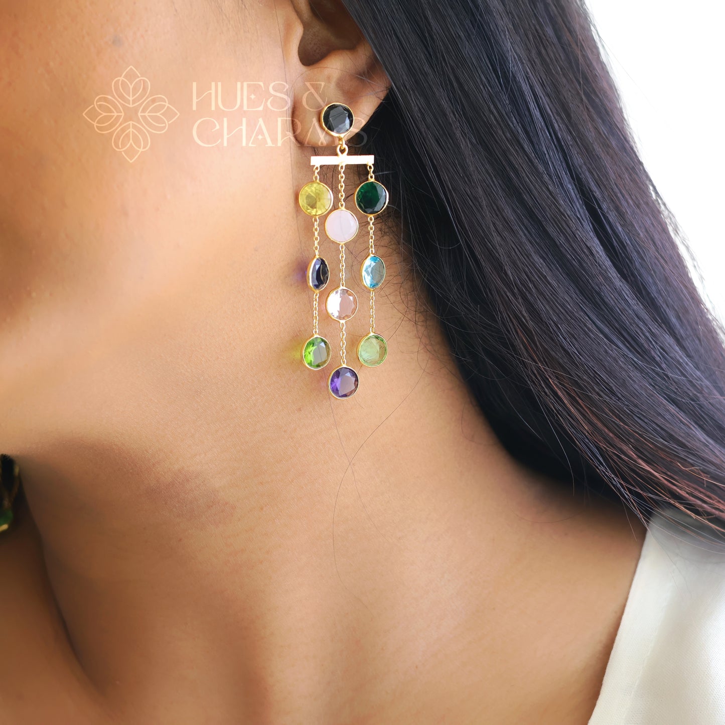 GLOSSY 3 LAYER MULTICOLOUR STATEMENT EARRING (COLOURS AVAILABLE)