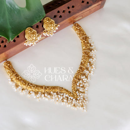 GOLDEN STATEMENT RICE PEARLS NECKLACE SET
