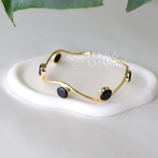 GLOSSY ZIG ZAG 5 STONE BANGLE (COLOURS AVAILABLE)