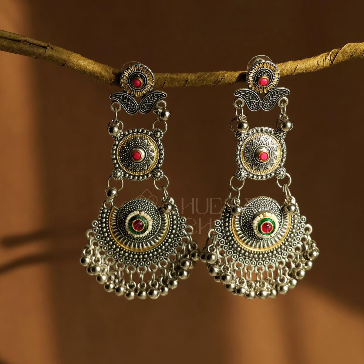 OXIDIZED DUAL TONE TARINI EARRINGS