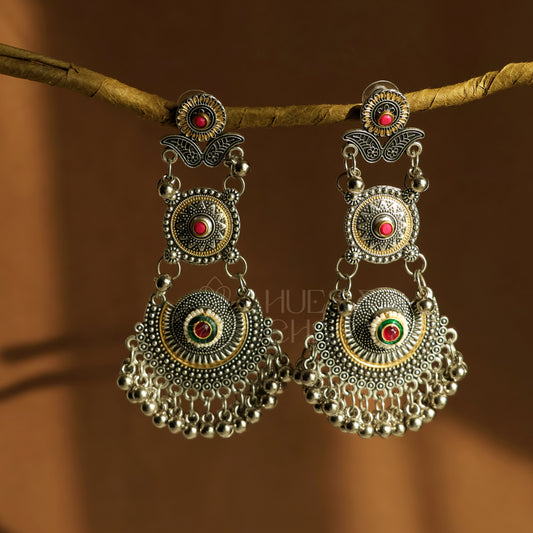 OXIDIZED DUAL TONE TARINI EARRINGS