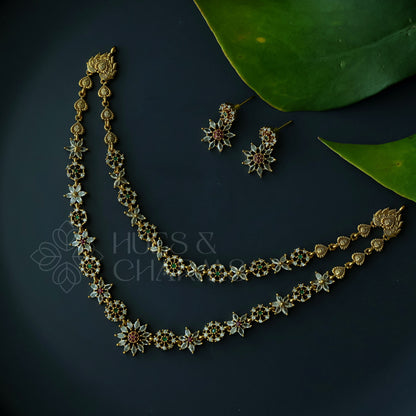 TWO-LAYER AD PUSHPAHARINI NECKLACE SET