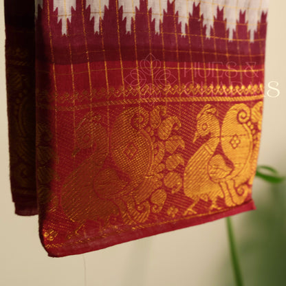 MADURAI SUNGUDI SAREE- RED (OFF WHITE COLOUR )