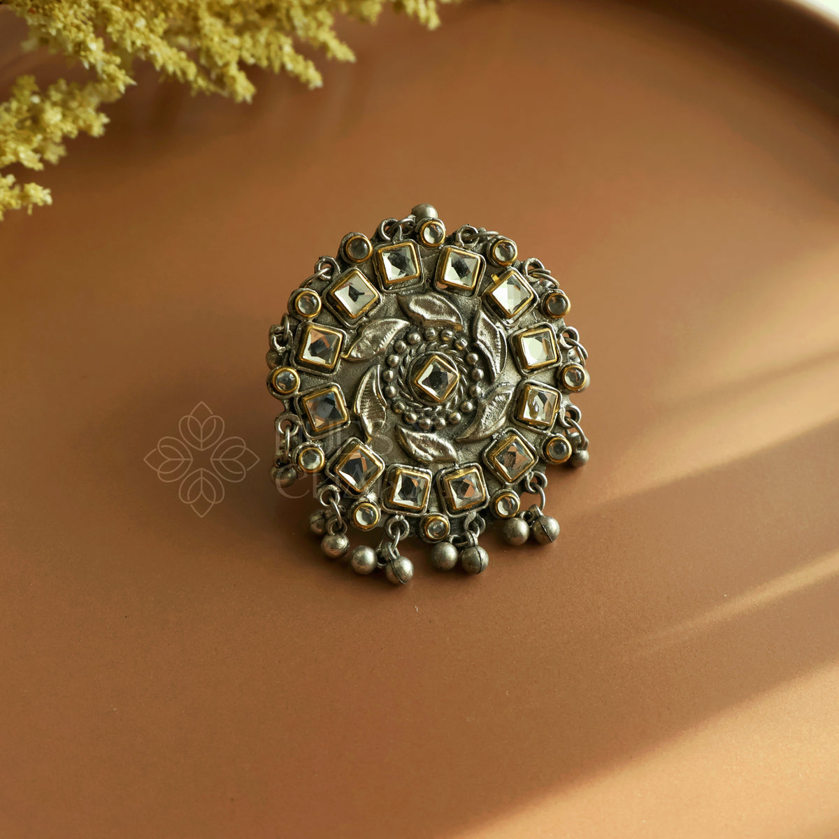 MANDALA OXIDIZED STATEMENT RING