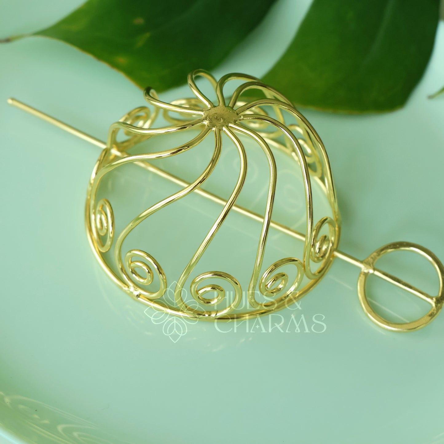 GOLDEN TWIRLING BLOOM HAIR BUN CAGE
