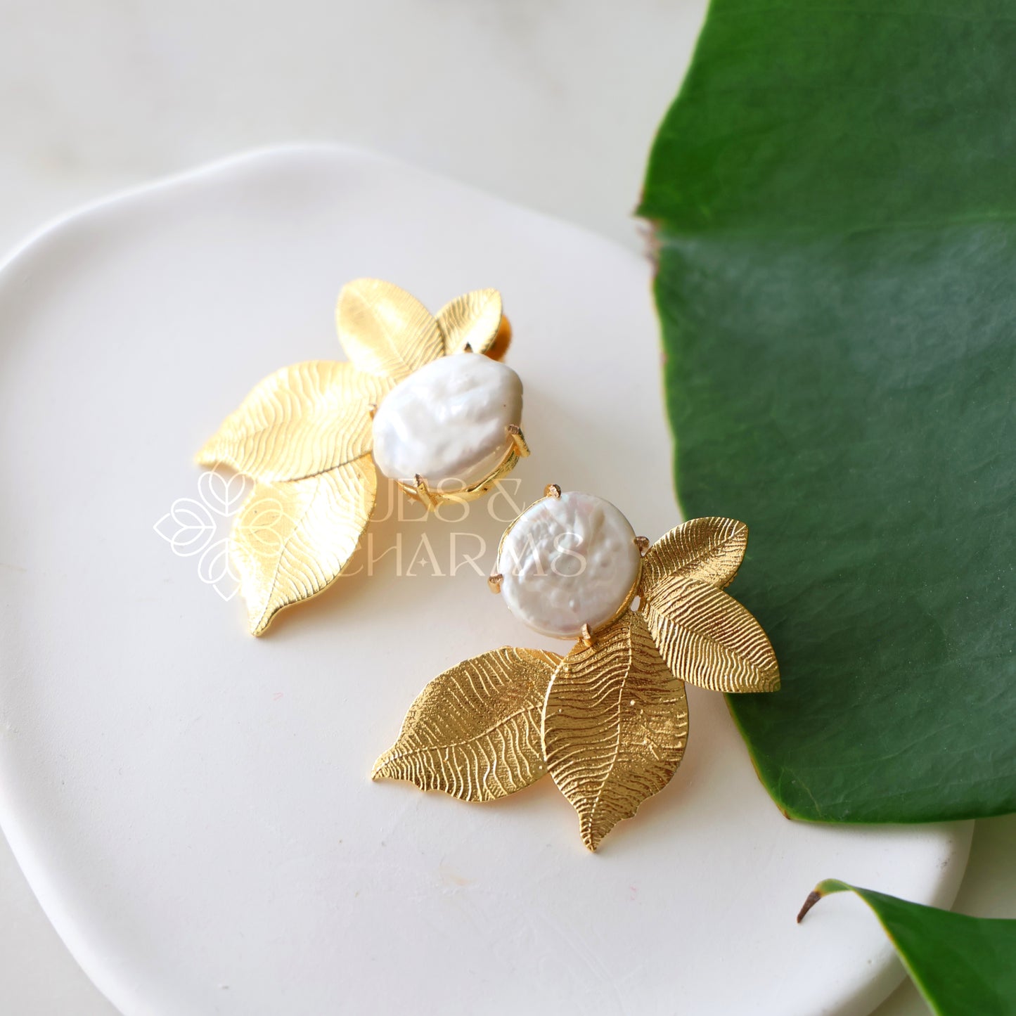 GOLDEN STATEMENT LUMIERE LEAF EARRINGS (COLOURS AVAILABLE)