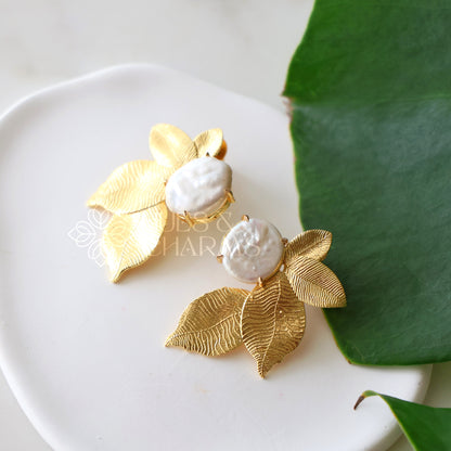 GOLDEN STATEMENT LUMIERE LEAF EARRINGS (COLOURS AVAILABLE)