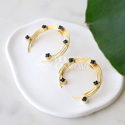 GOLDEN STATEMENT BLUE HOUR HOOPS EARRINGS