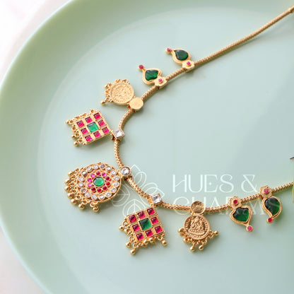 TRADITIONAL STATEMENT PALAKKA AND KASHU COIN FUSION NECKLACE | GOLD PLATED