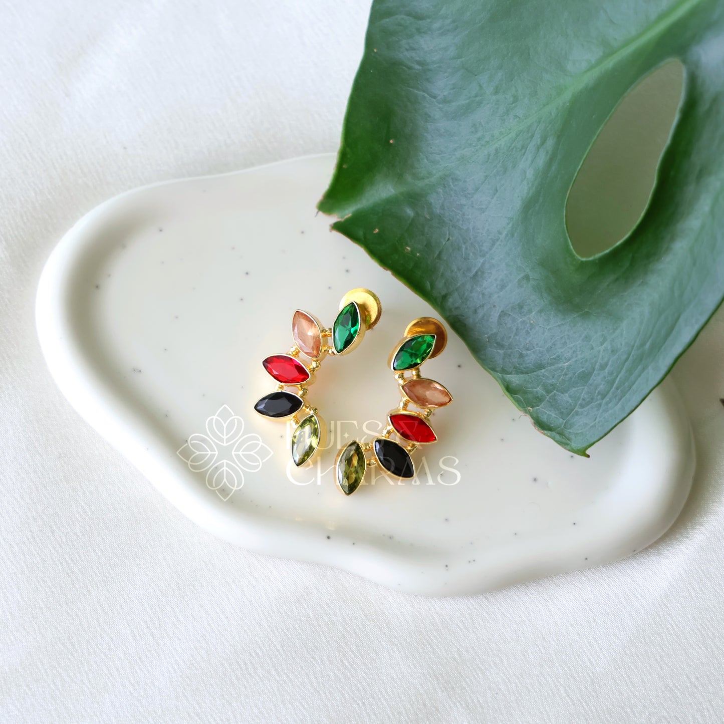 GOLDEN PETAL ARC EARRINGS (COLOURS AVAILABLE)