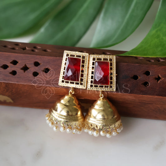 GOLDEN SAANVI JHUMKA WITH PEARLS (Colours available)