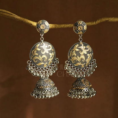 OXIDIZED DUAL TONE TARANGINI JHUMKA EARRINGS