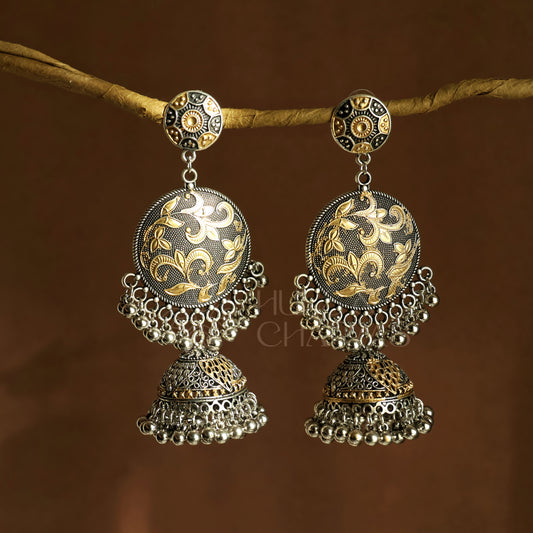 OXIDIZED DUAL TONE TARANGINI JHUMKA EARRINGS
