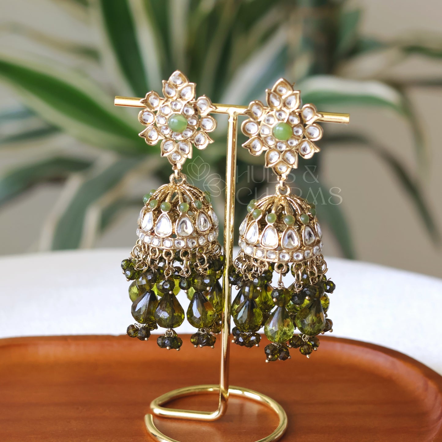 JHUMKA EARRINGS -LIGHT GREEN