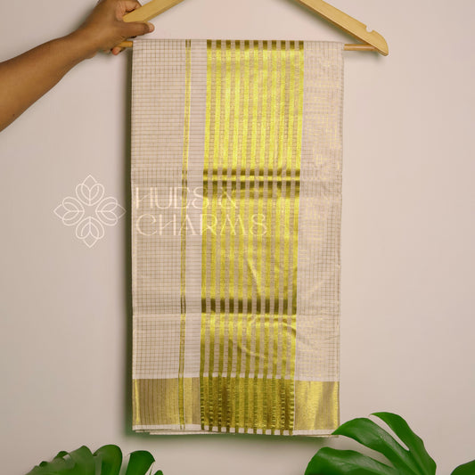 KERALA KASAVU HANDLOOM CHECKED SAREE