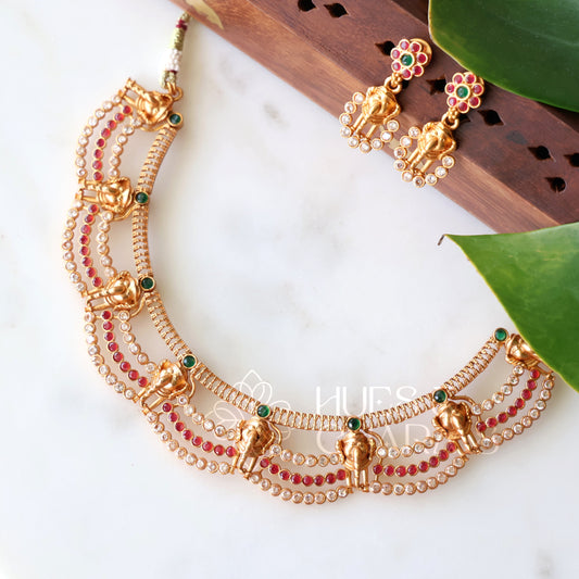 GOLDEN GAJA RATNA NECKLACE SET