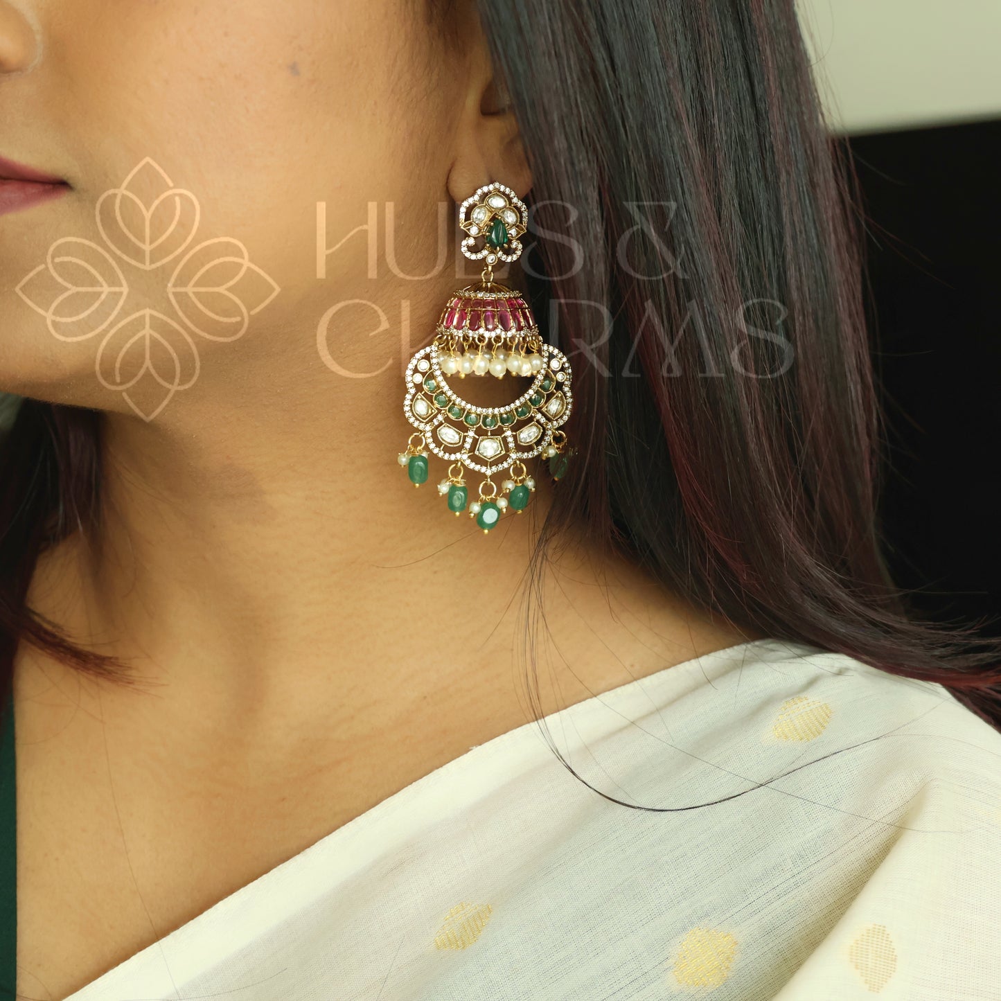 GOLDEN STATEMENT TARANGINI KEMP CHANDBALI EARRINGS| PREMIUM JEWELLERY (Colours available)