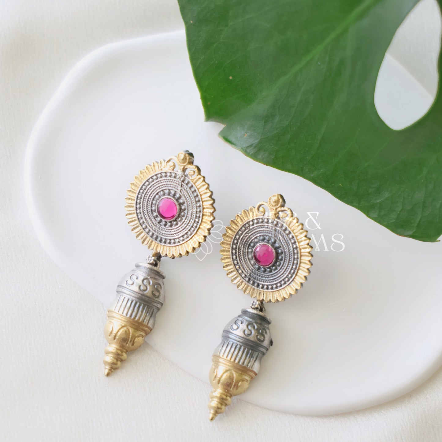 DUAL TONE DANGLER EARRINGS( COLOURS AVAILABLE)