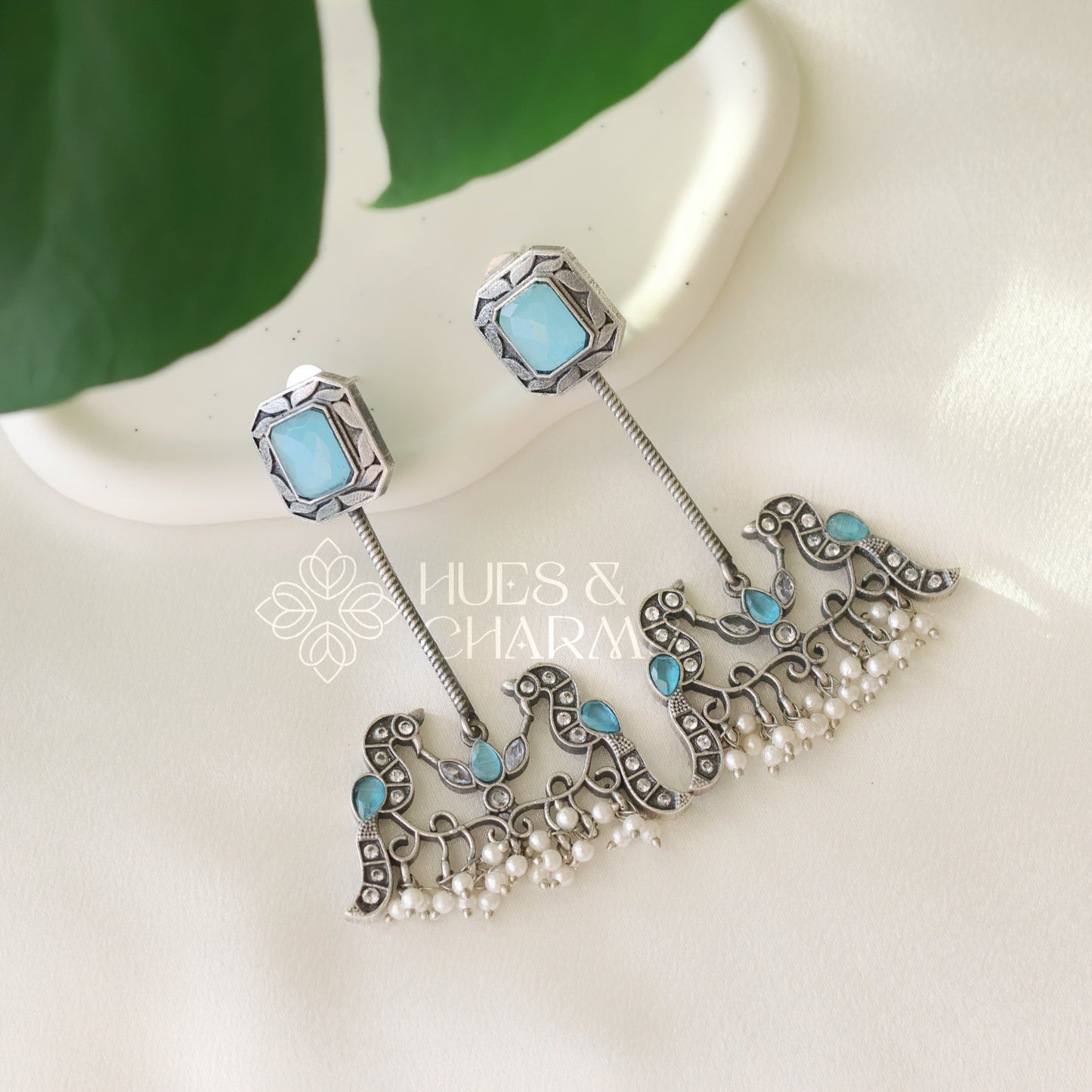 OXIDIZED PEACOCOK DESIGN EARRINGS ( COLOURS AVAILABLE )