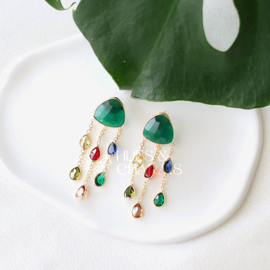 GLOSSY 3 LAYER MULTICOLOUR STATEMENT EARRING (COLOURS AVAILABLE)