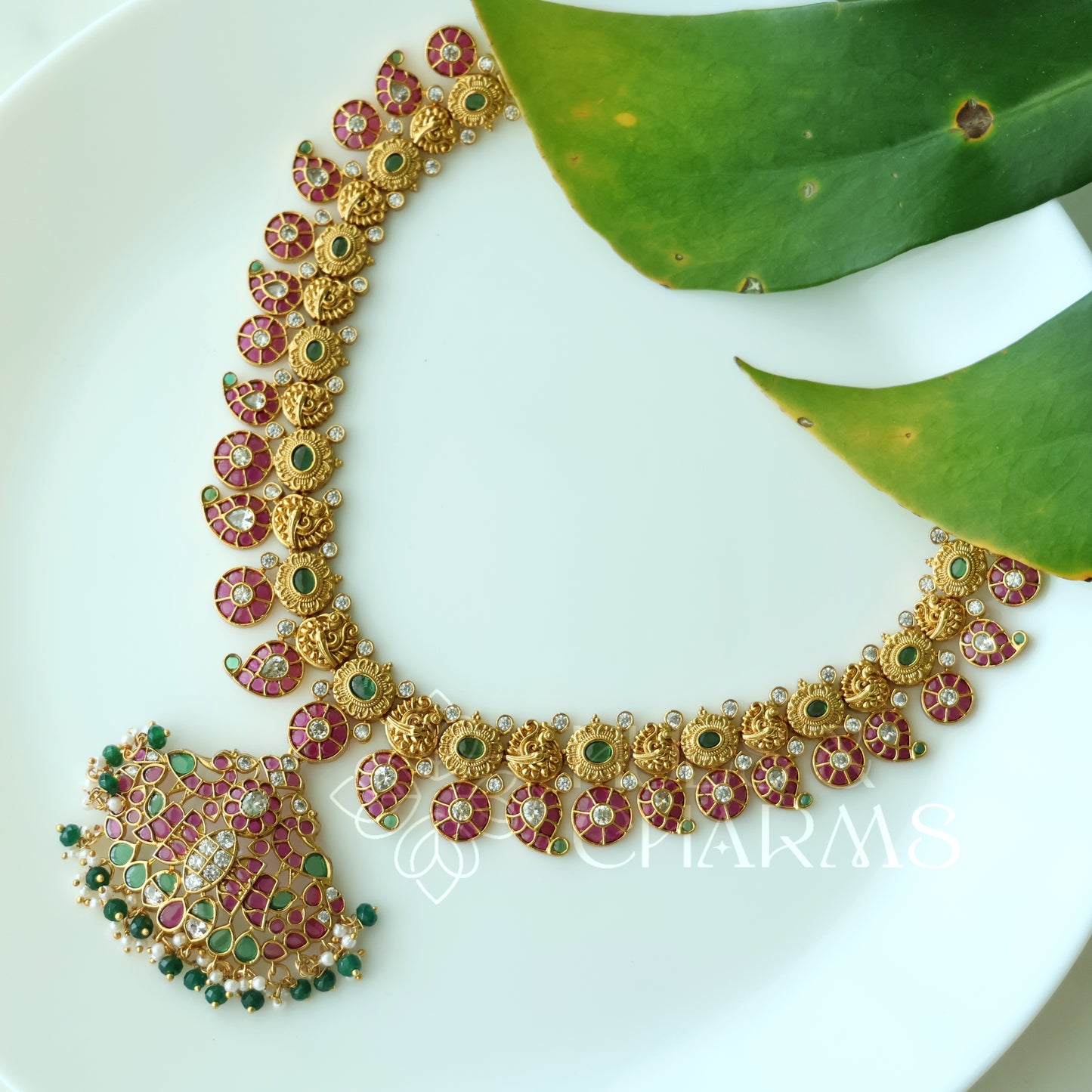 GOLDEN KEMP MAYURI 2 IN 1 NECKLACE SET| PREMIUM JEWELLERY