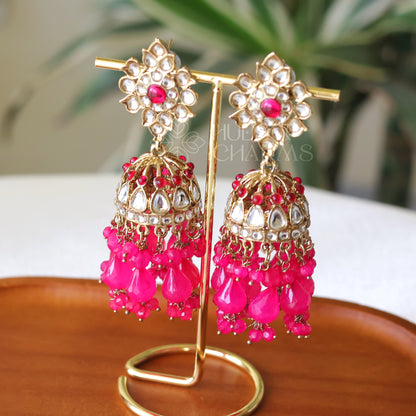 JHUMKA EARRINGS - PINK