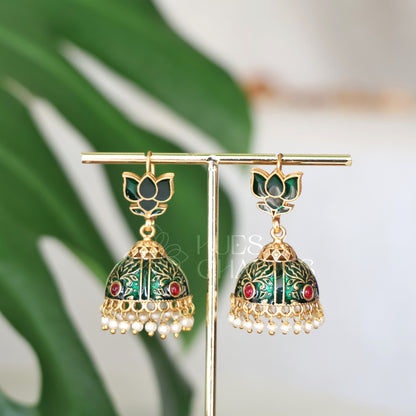GOLDEN LOTUS JHUMKAS (COLOURS AVAILABLE)