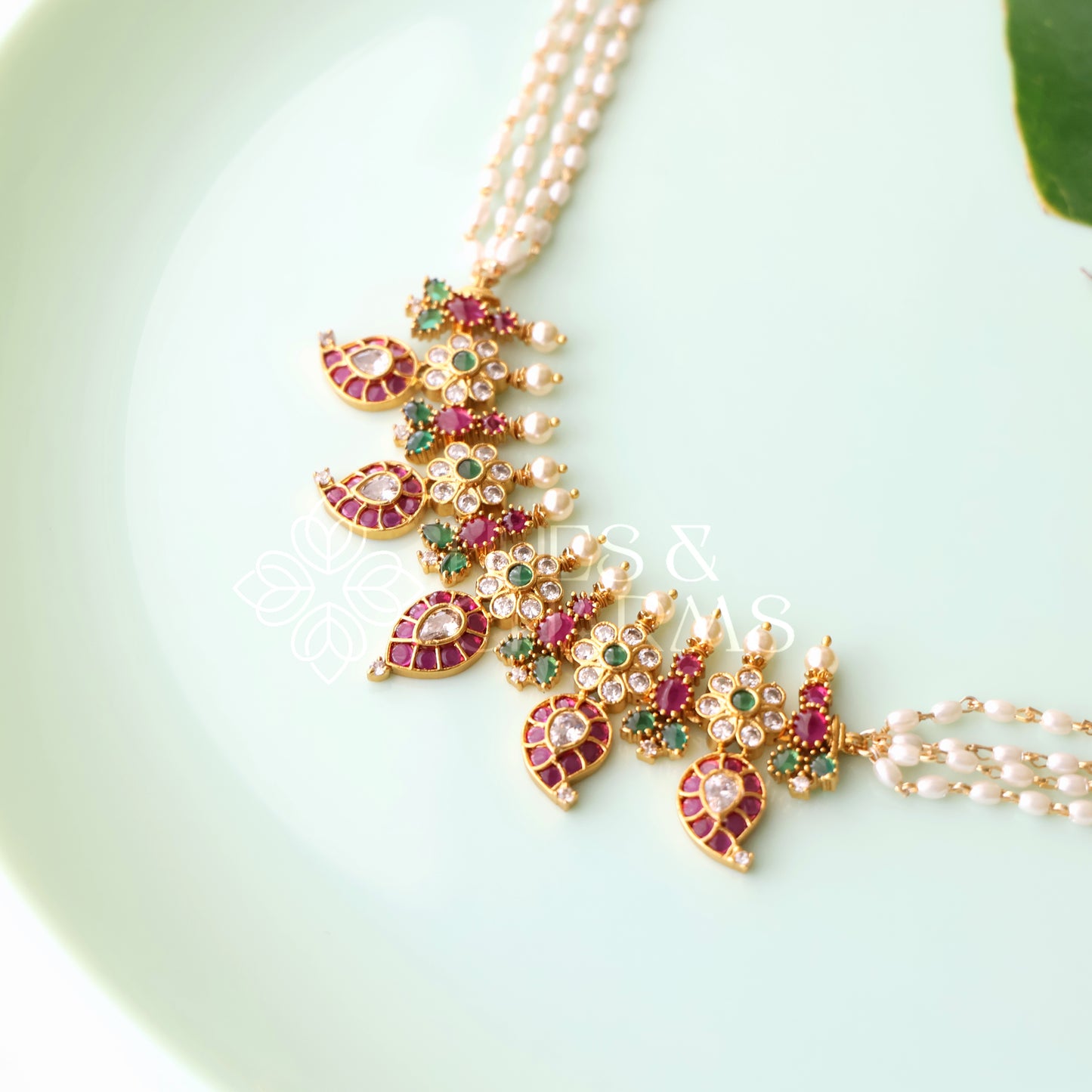 KEMP FLORAL PEARL NECKLACE SET |PREMIUM JEWELLERY