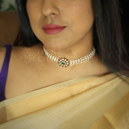 GOLDEN RATNA PADMA KUNDAN PEARL CHOKER | Premium jewellery