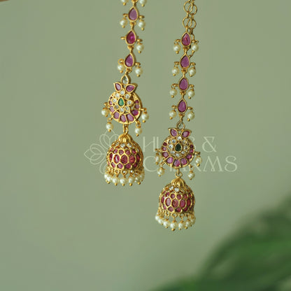 PADMARAGA KEMP JHUMKA WITH MATTAL