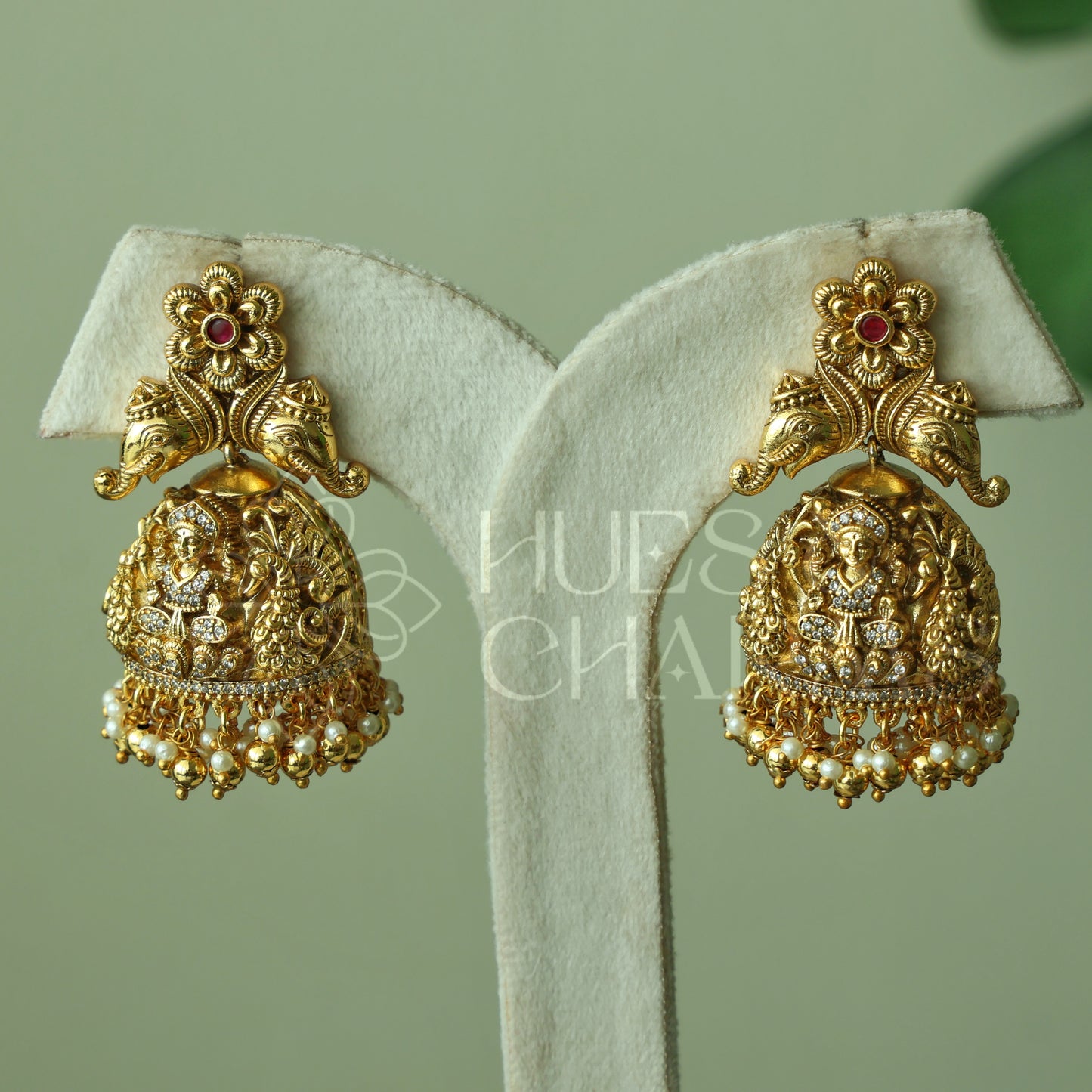 TRADITIONAL PADMALAKSHMI STATEMENT FLORAL JHUMKA WITH PEARLS | PREMIUM JEWELLERY