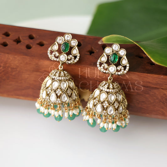 VYRA VICTORIAN EMERALD JHUMKA| PREMIUM JEWELLERY