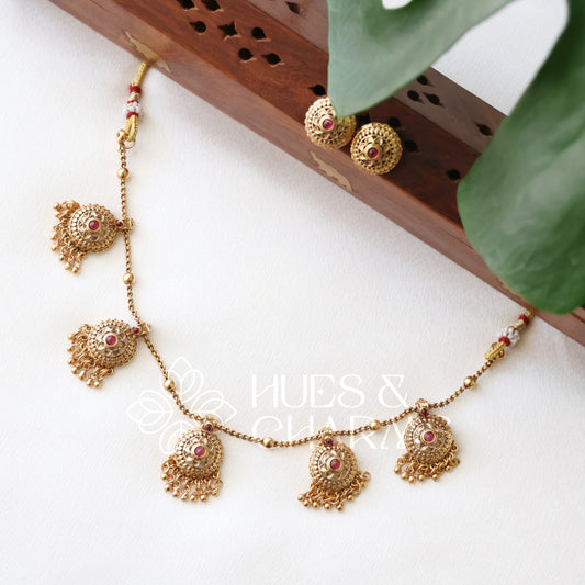 SIMPLE ANTIQUE BALL NECKLACE SET