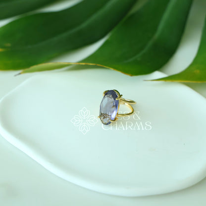 GLOSSY MIXED-CUT  ADJUSTABLE RING (Multiple shapes & colours available)