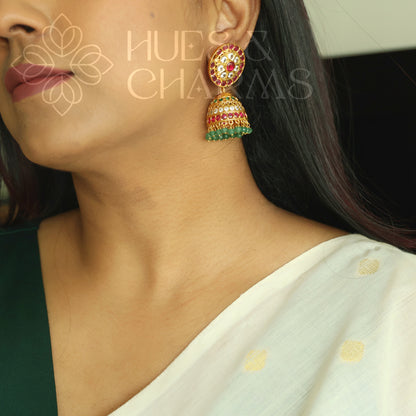GOLDEN STATEMENT VARNIKA KEMP JHUMKA | PREMIUM JEWELLERY