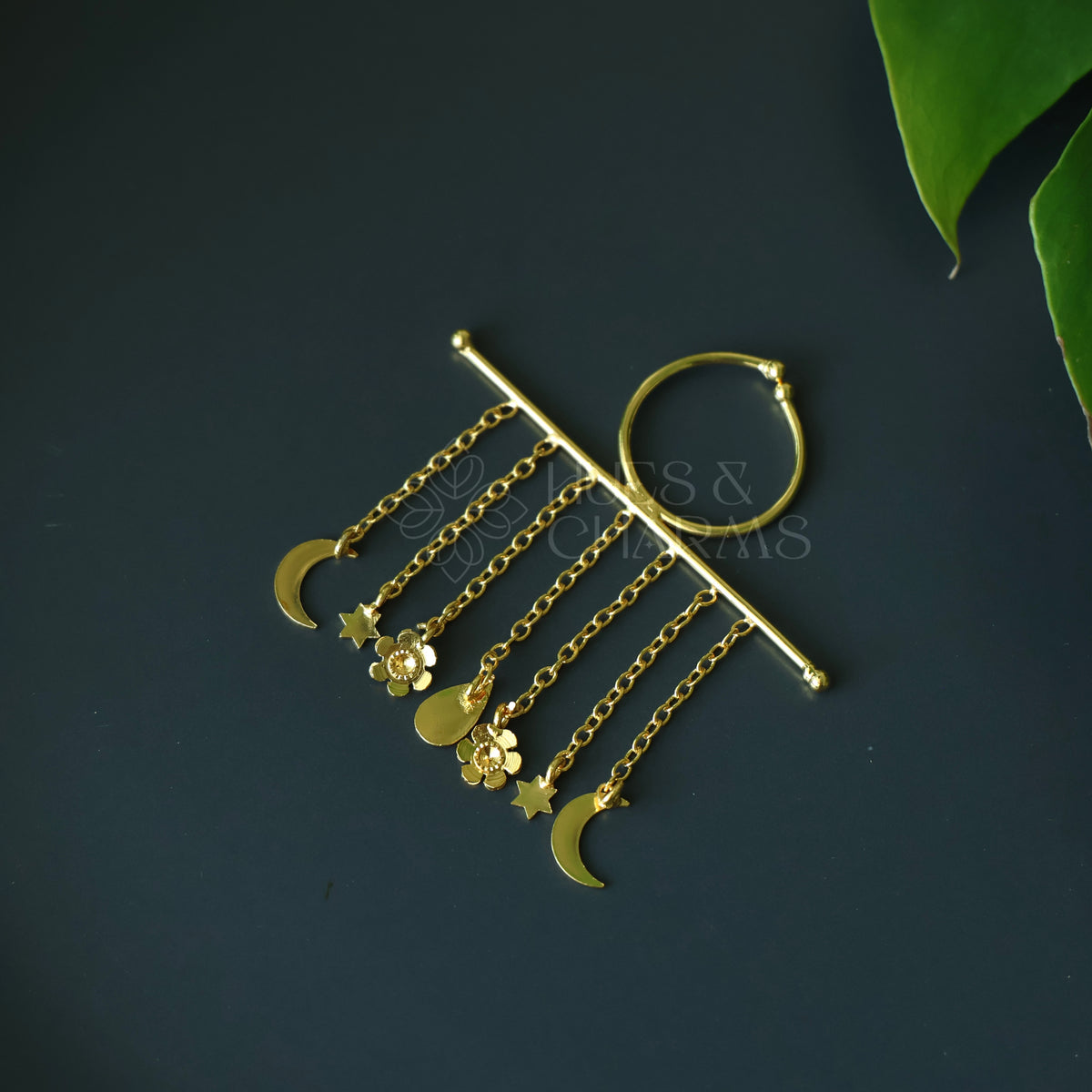 GOLDEN CELESTIA TASSEL ADJUSTABLE STATEMENT RING
