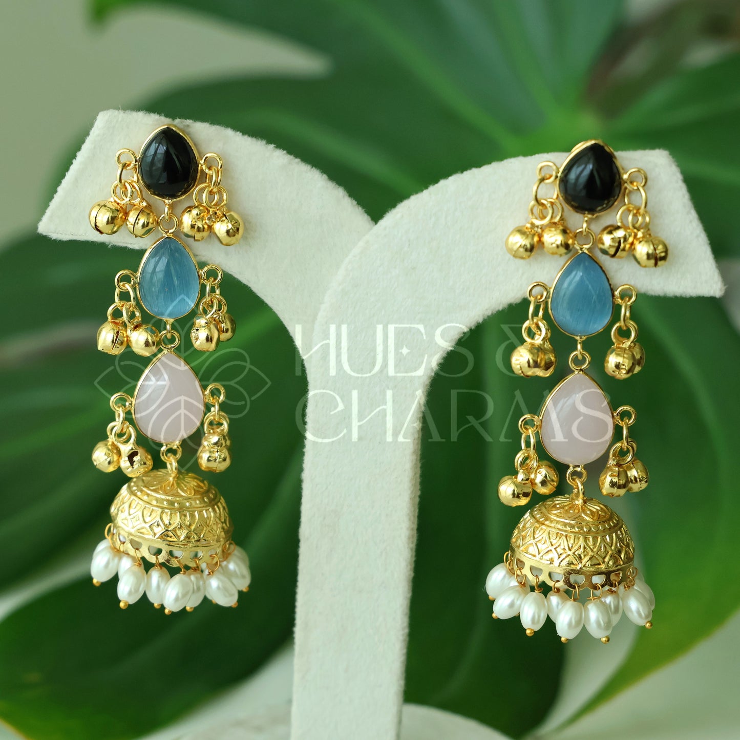 GOLDEN KANIKA PEARL GHUNGROO JHUMKA (Colours available)