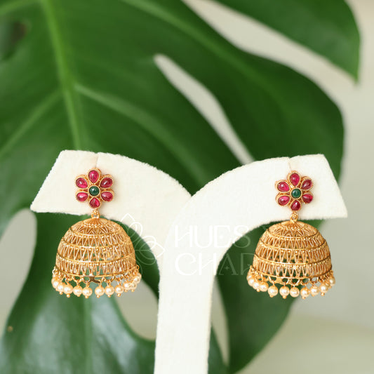 TRADITIONAL FLORAL JHUMKAS (COLOURS AVAILABLE)