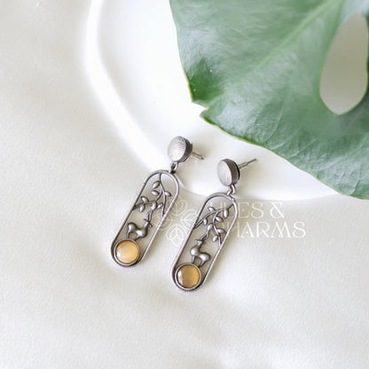 OXIDIZED MINIMAL GLOSSY DANGLER EARRINGS ( COLOURS AVAILABLE )