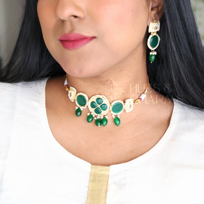 GOLDEN AAROHI STATEMENT CHOKER SET (COLOURS AVAILABLE)