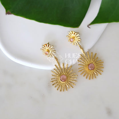 GOLDEN SUNBEAM DUO DROPS EARRINGS (COLOURS AVAILABLE)