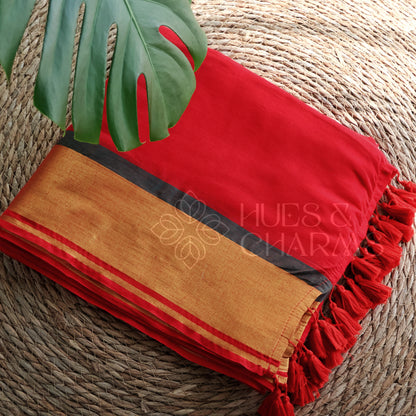 PURE MUL COTTON SAREE  - KUMKUMA
