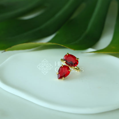 GLOSSY OVAL & TEARDROP ADJUSTABLE RING (COLOURS AVAILABLE)