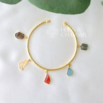 NATURAL STONE ADJUSTABLE BANGLE (COLOURS AVAILABLE)